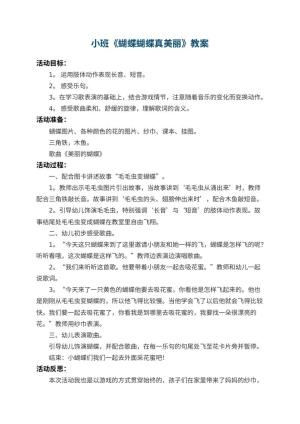 幼儿园小班教案《蝴蝶蝴蝶真美丽》 包含反思预览