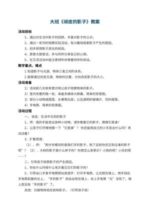 幼儿园大班教案《顽皮的影子》 包含反思预览