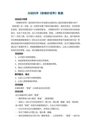 幼儿园大班科学教案《夜晚的世界》 包含反思预览