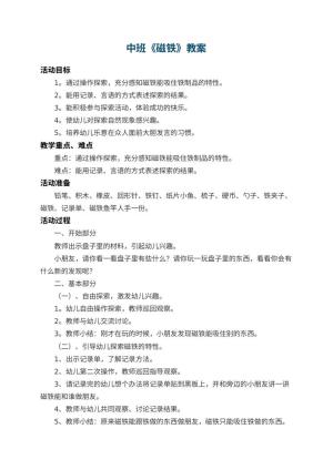 幼儿园中班教案《磁铁》 包含反思预览