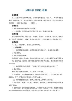 幼儿园大班科学优秀教案《沉浮》 包含反思