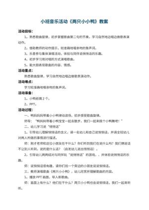 幼儿园小班音乐教案活动《两只小小鸭》 包含反思预览