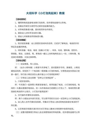 幼儿园大班科学教案《小灯泡亮起来》