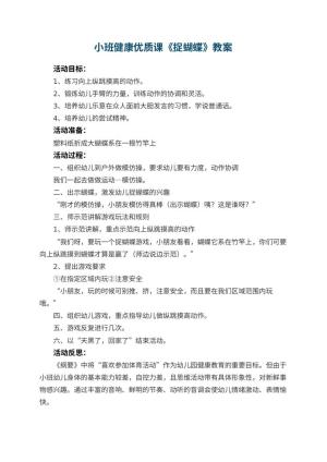 幼儿园小班健康优质课教案《捉蝴蝶》 包含反思