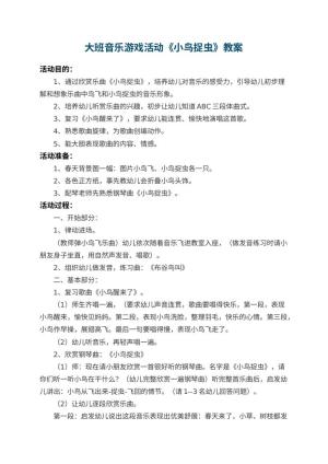 幼儿园大班音乐游戏活动教案《小鸟捉虫》 包含反思预览
