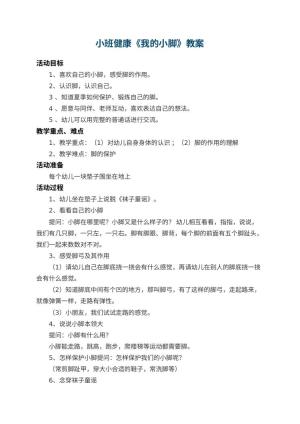 幼儿园小班健康教案《我的小脚》 包含反思预览