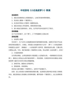 幼儿园中班游戏教案《小白兔拔萝卜》预览
