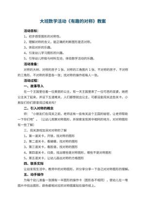 幼儿园大班数学活动教案《有趣的对称》 包含反思预览