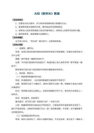 幼儿园大班教案《数积木》 包含反思预览