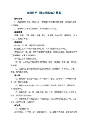 幼儿园大班科学优秀教案《弹力运动会》 包含反思预览