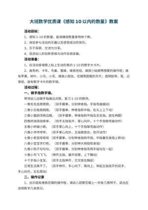 幼儿园大班数学优质课教案《感知10以内的数量》 包含反思预览
