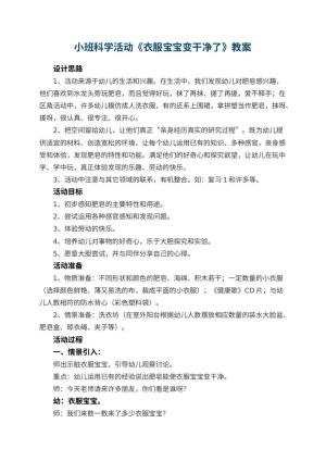 幼儿园小班科学活动教案《衣服宝宝变干净了》 包含反思预览