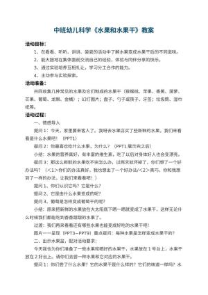 幼儿园中班幼儿科学教案《水果和水果干》 包含反思预览