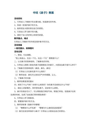 幼儿园中班教案《鼻子》预览