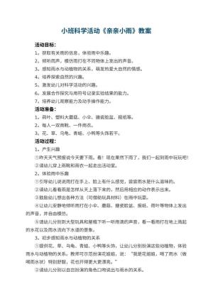 幼儿园小班科学活动《亲亲小雨》优秀教案 包含反思预览