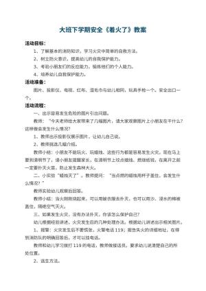幼儿园大班下学期安全教案《着火了》 包含反思预览