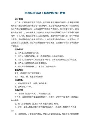 幼儿园中班科学活动《有趣的指纹》优秀教案 包含反思预览