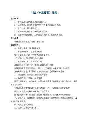 幼儿园中班教案《水墨葡萄》