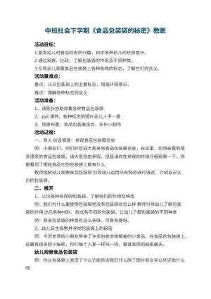 幼儿园中班社会下学期教案《食品包装袋的秘密》 包含反思预览