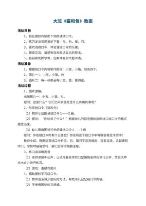幼儿园大班教案《猫和包》 包含反思