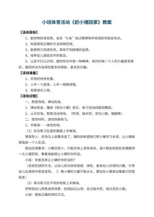 幼儿园小班体育活动教案《赶小猪回家》 包含反思预览