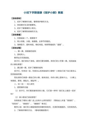 幼儿园小班下学期健康教案《保护小脚》 包含反思预览