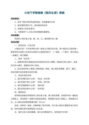 幼儿园小班下学期健康教案《我的五官》 包含反思预览
