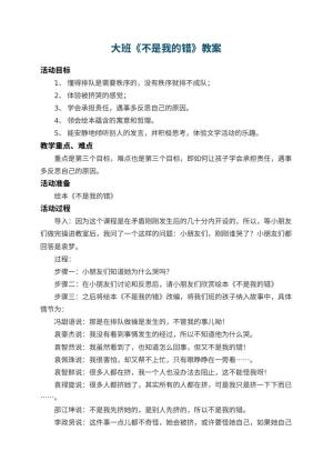 幼儿园大班教案《不是我的错》 包含反思预览
