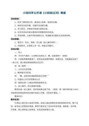 幼儿园小班科学公开课教案《小蚂蚁过河》 包含反思预览