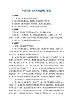 幼儿园小班科学教案《木头和玻璃》 包含反思预览