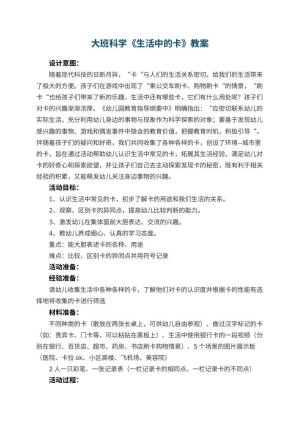 幼儿园大班科学优秀教案《生活中的卡》 包含反思预览