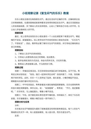 幼儿园小班观察记录《爱生闷气的乐乐》 包含反思预览