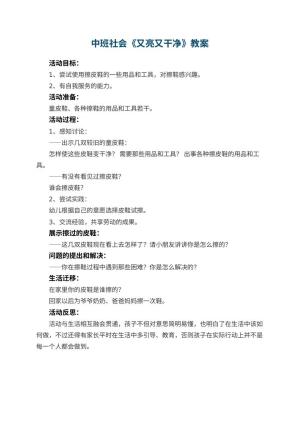 幼儿园中班社会优秀教案《又亮又干净》 包含反思预览