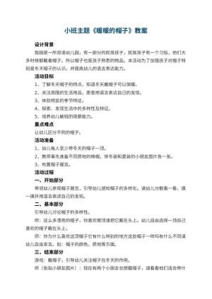 幼儿园小班主题教案《暖暖的帽子》 包含反思预览
