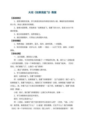 幼儿园大班教案《如果我能飞》 包含反思预览