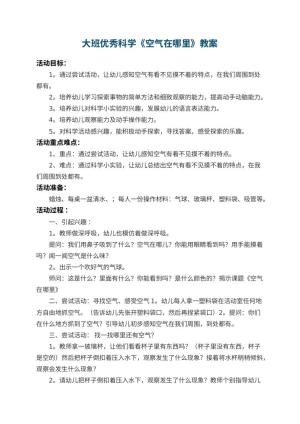 幼儿园大班优秀科学教案《空气在哪里》 包含反思