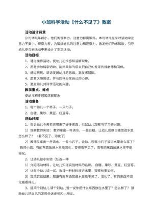 幼儿园小班科学活动教案《什么不见了》 包含反思