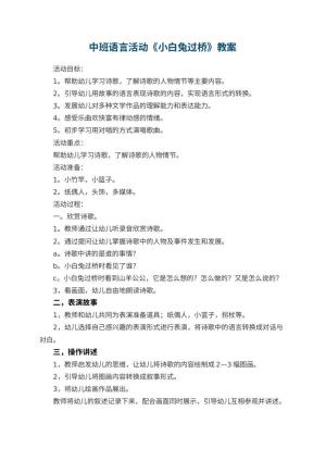 幼儿园中班语言活动教案《小白兔过桥》预览