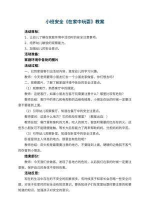 幼儿园小班安全教案《在家中玩耍》 包含反思预览