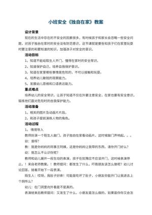 幼儿园小班安全教案《独自在家》 包含反思预览