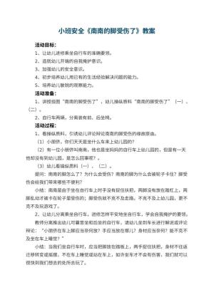 幼儿园小班安全教案《南南的脚受伤了》 包含反思预览