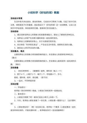幼儿园小班科学教案《好玩的球》 包含反思预览