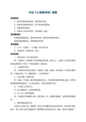 幼儿园中班教案《小海狮顶球》预览