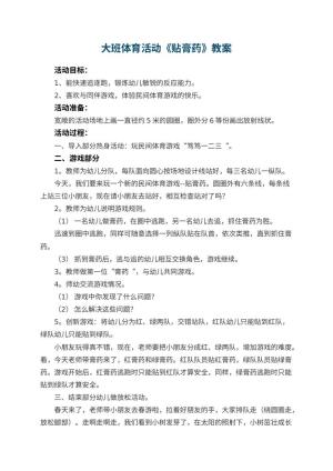 幼儿园大班体育活动教案《贴膏药》 包含反思