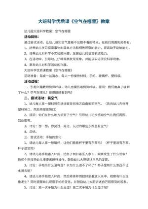 幼儿园大班科学优质课教案《空气在哪里》 包含反思