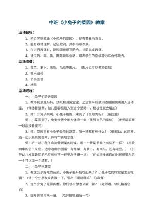 幼儿园中班教案《小兔子的菜园》 包含反思预览