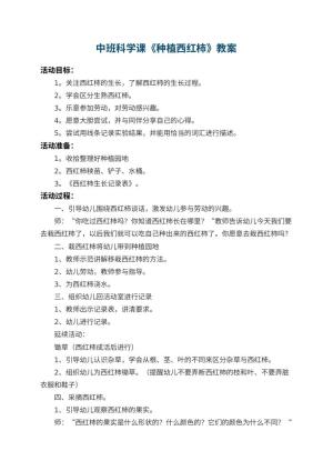 幼儿园中班科学课教案《种植西红柿》 包含反思预览