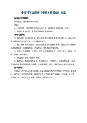 幼儿园中班科学优质课教案《哪根木棒粗些》 包含反思预览