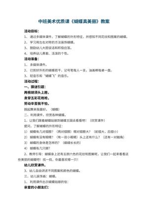 幼儿园中班美术优质课教案《蝴蝶真美丽》 包含反思预览