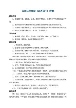 幼儿园大班科学领域教案《滚进球门》 包含反思预览